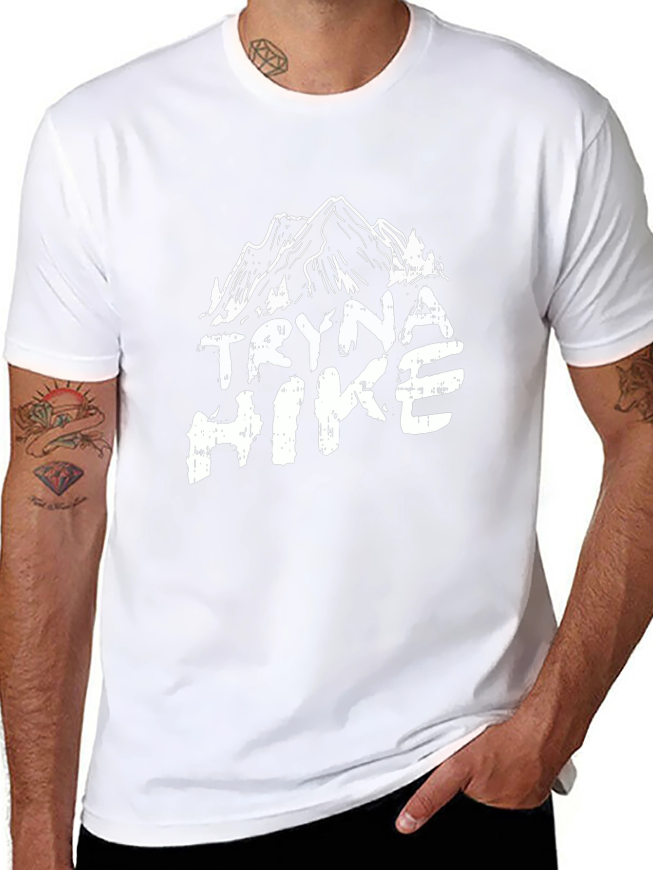 Tryna Hike Mountain Graphic Tee - Black
