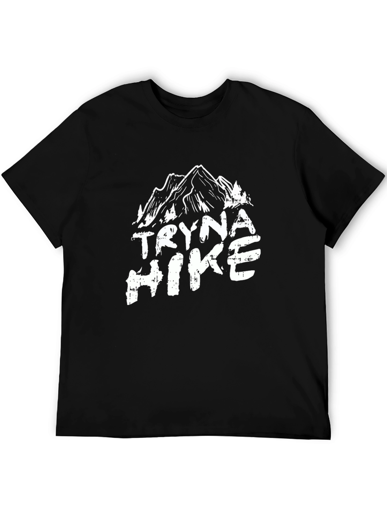 Tryna Hike Mountain Graphic Tee - Black