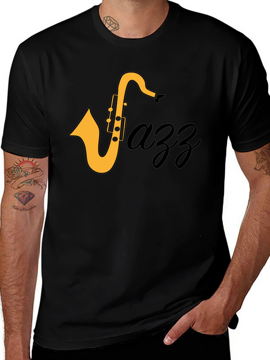 Jazz Saxophone Graphic T-Shirt - Black