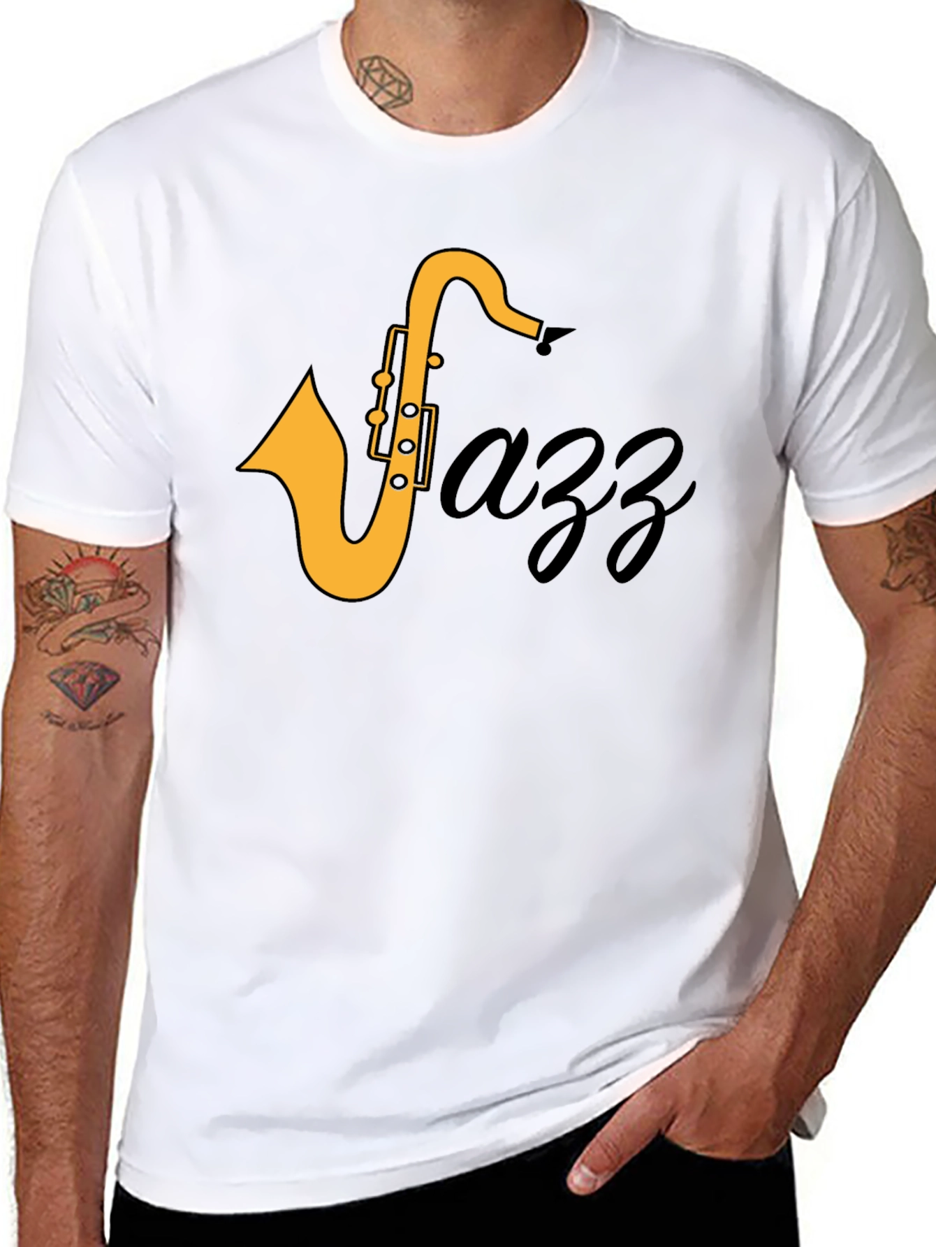Jazz Saxophone Graphic T-Shirt - Black