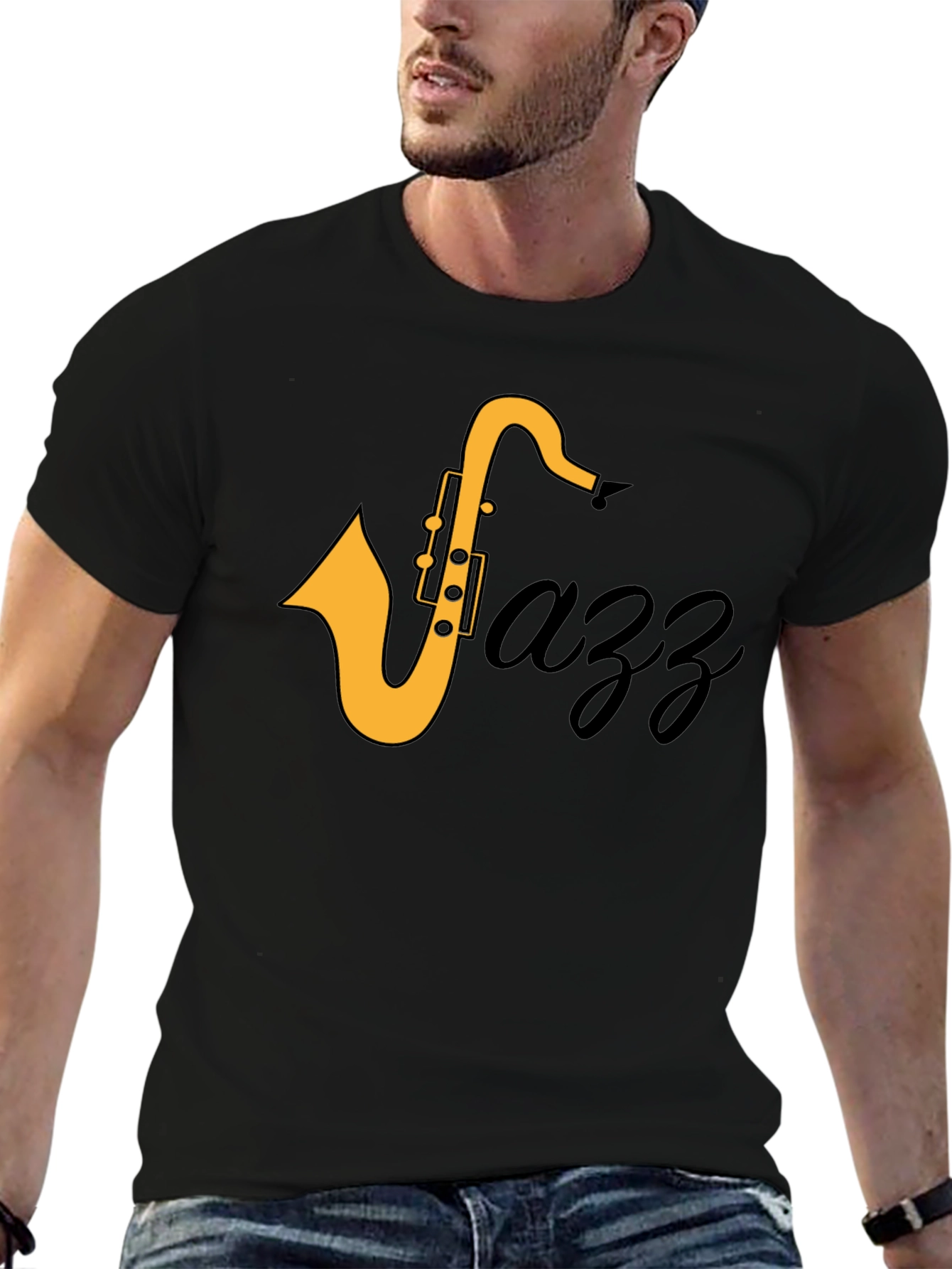 Jazz Saxophone Graphic T-Shirt - Black