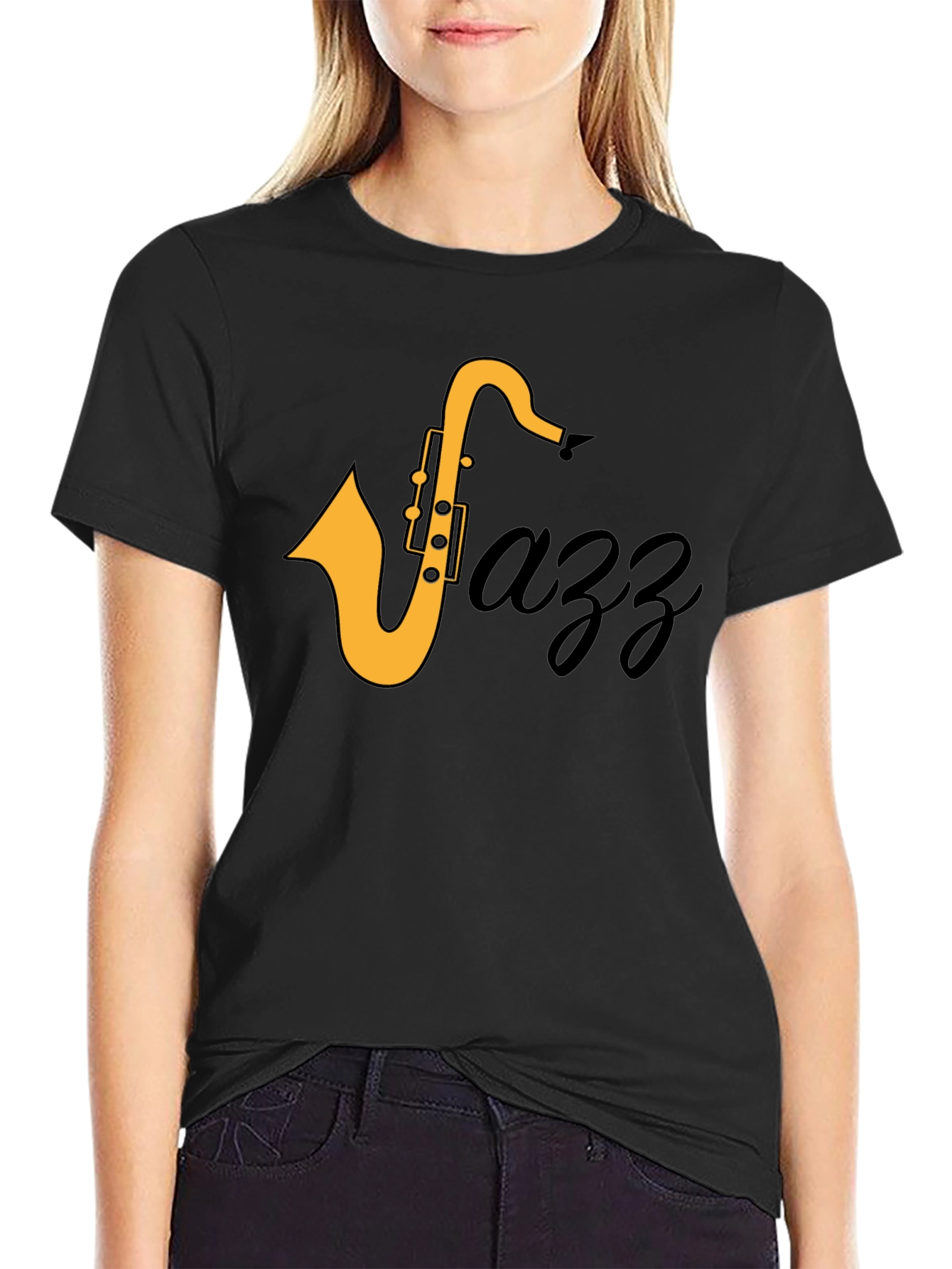 Jazz Saxophone Graphic T-Shirt - Black