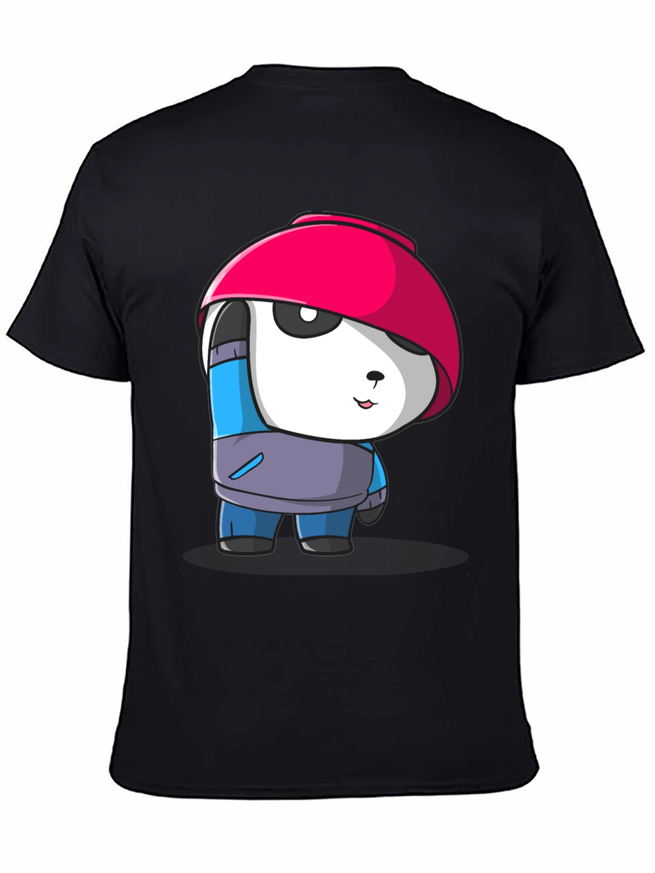 Cartoon Panda Graphic Tee - Stylish Black T-Shirt