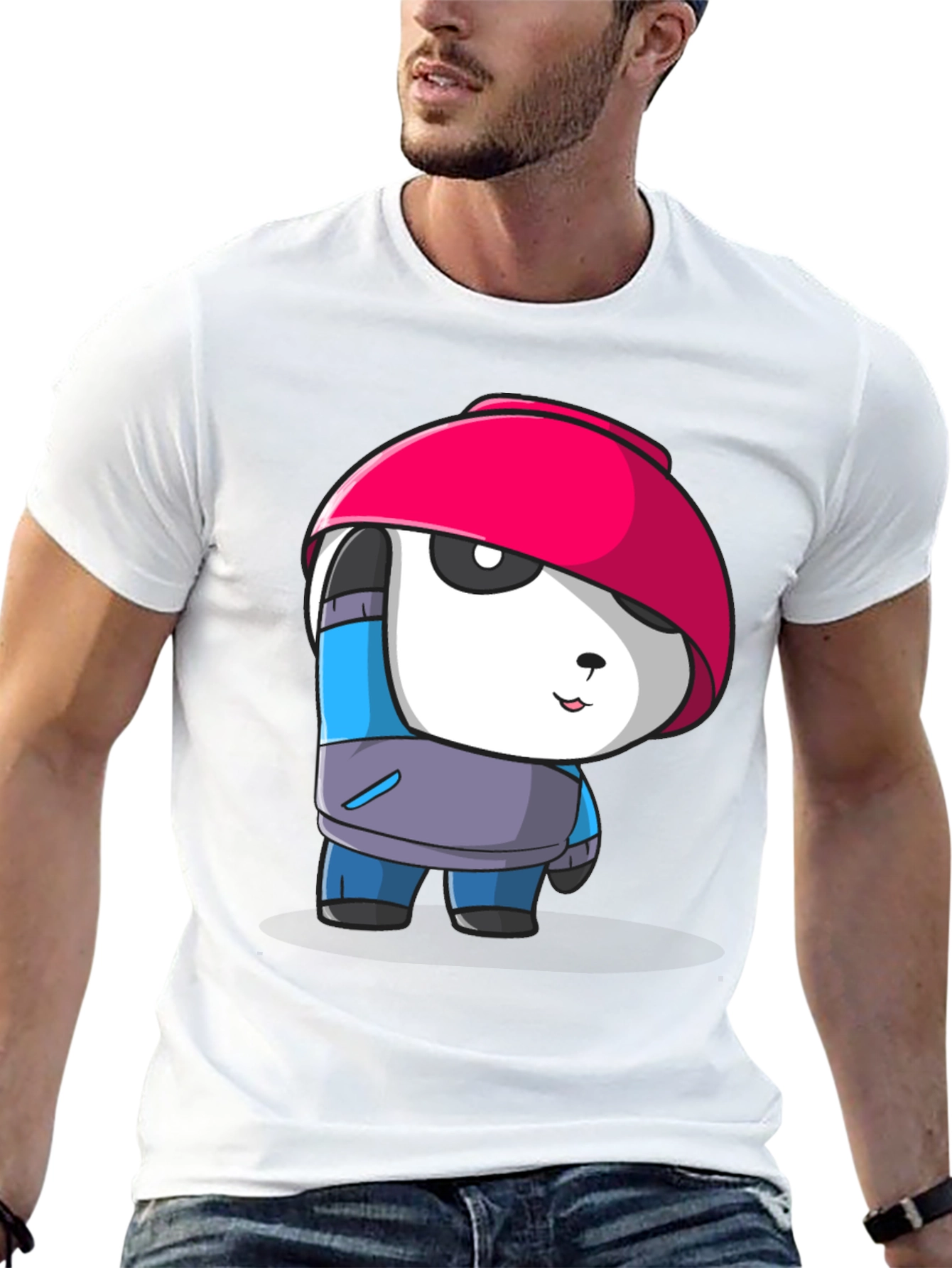Cartoon Panda Graphic Tee - Stylish Black T-Shirt