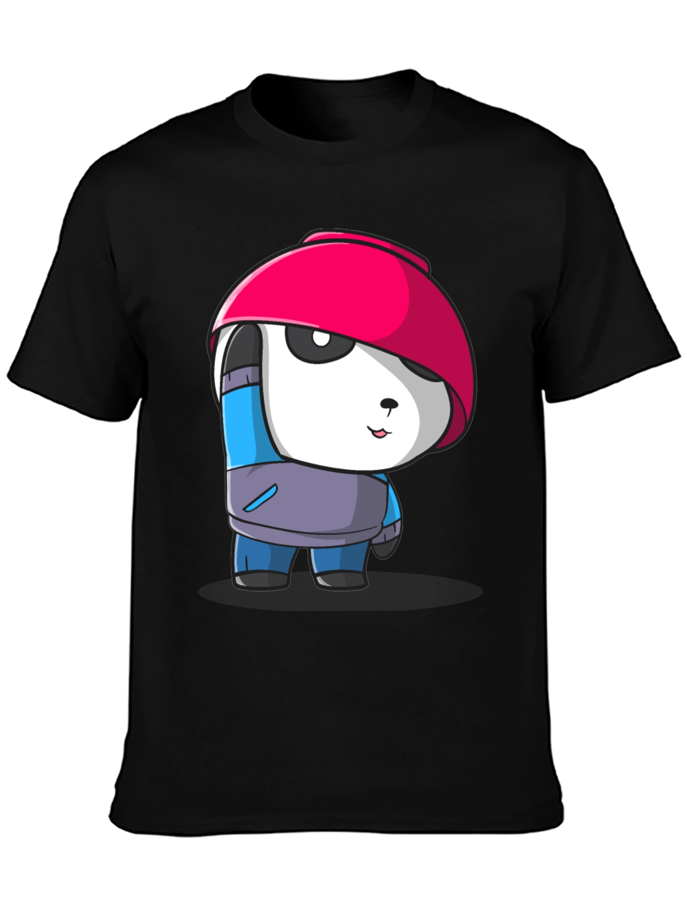 Cartoon Panda Graphic Tee - Stylish Black T-Shirt