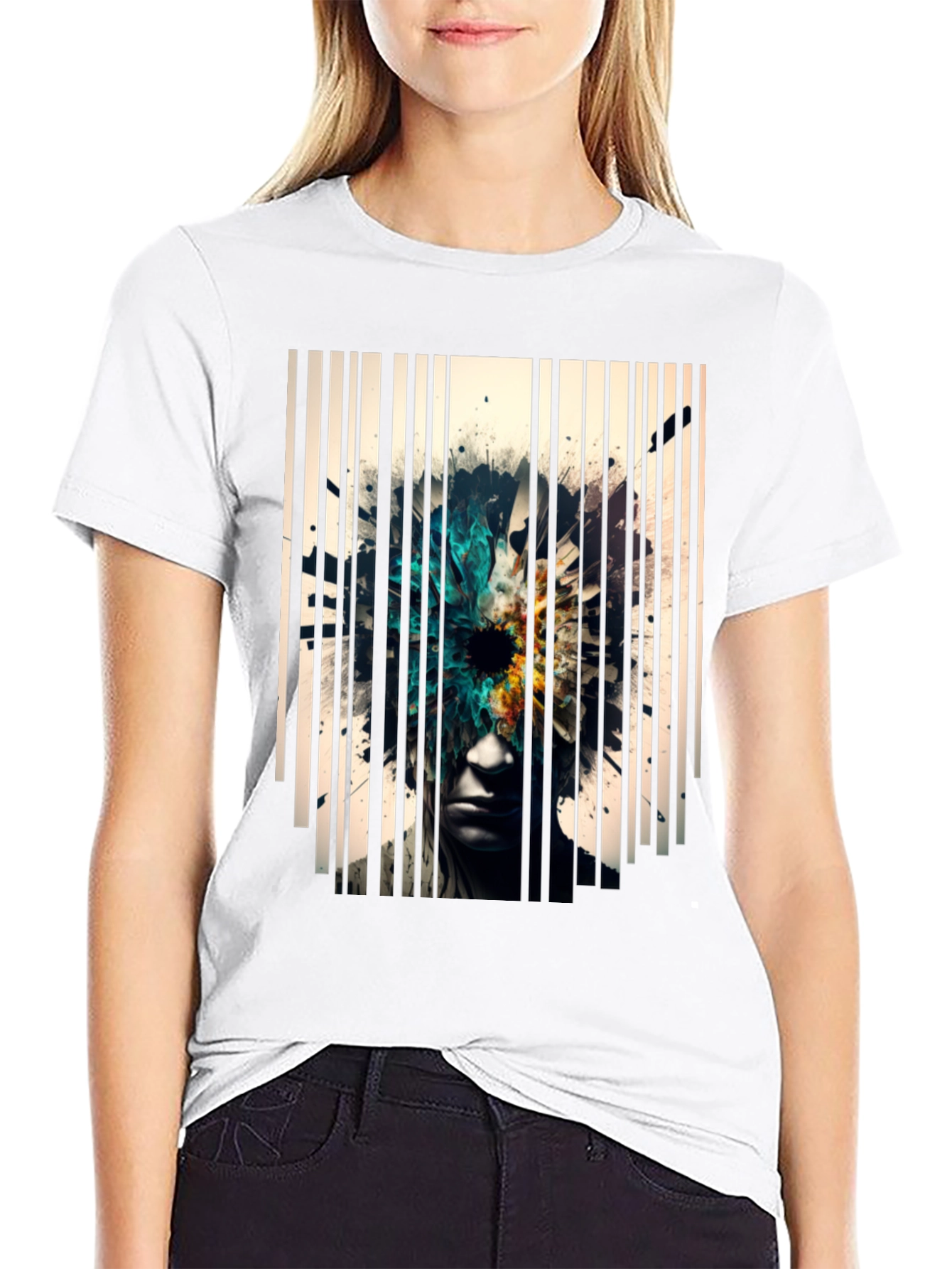 Abstract Graphic Tee - Stylish Black Cotton Shirt