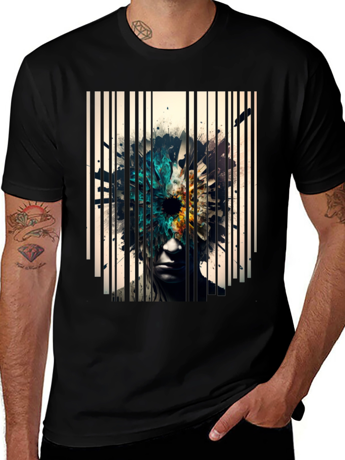 Abstract Graphic Tee - Stylish Black Cotton Shirt