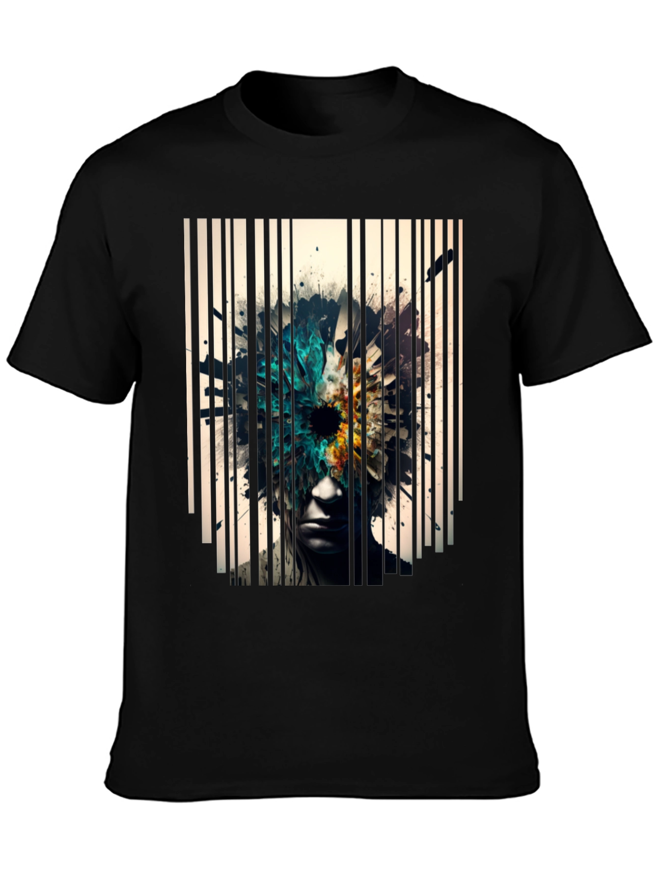 Abstract Graphic Tee - Stylish Black Cotton Shirt