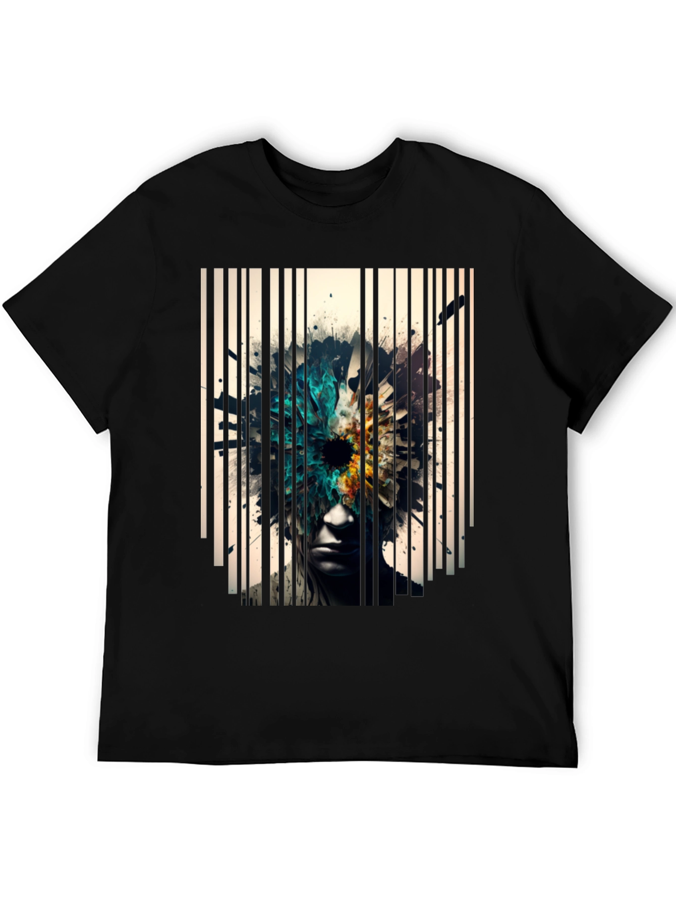 Abstract Graphic Tee - Stylish Black Cotton Shirt