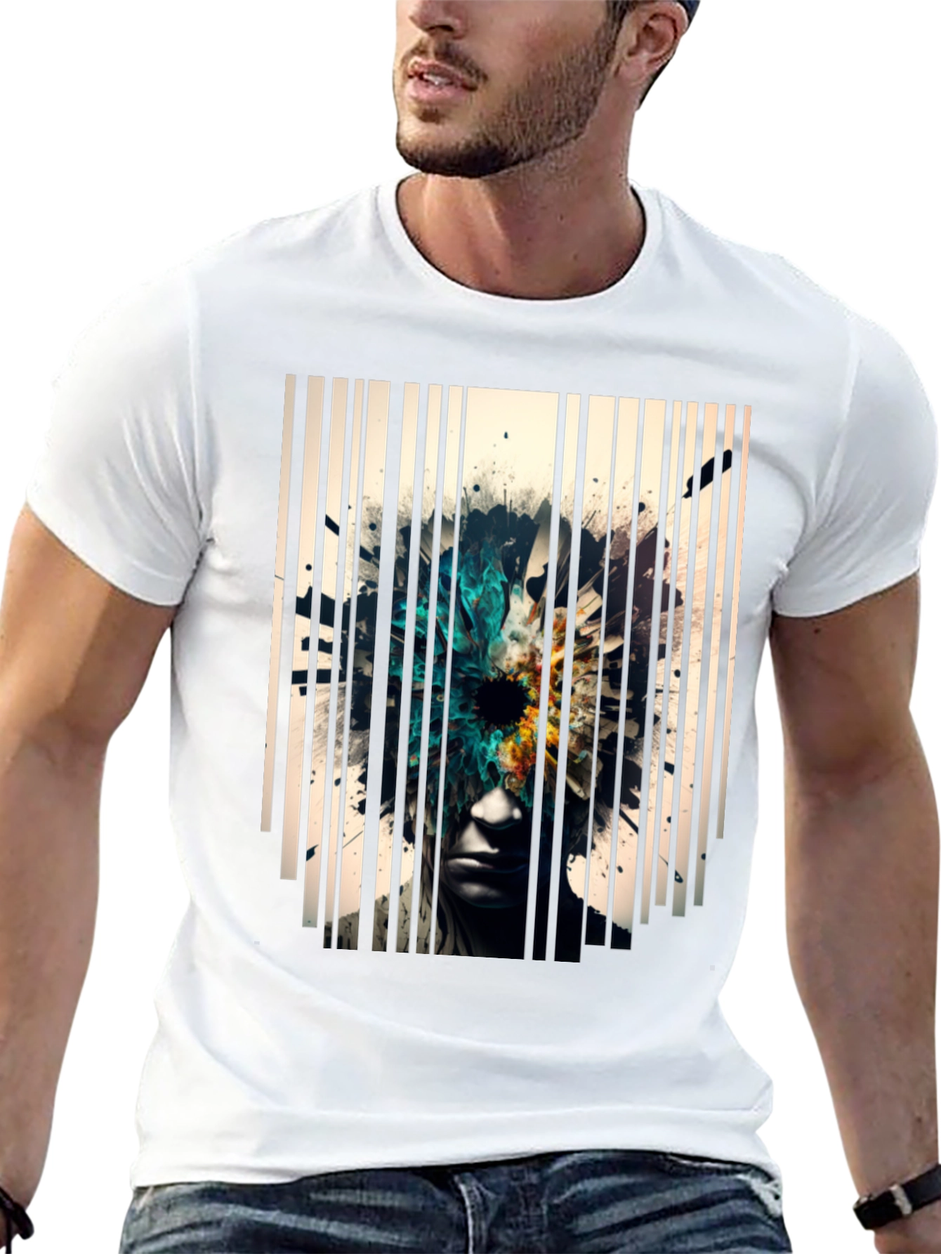 Abstract Graphic Tee - Stylish Black Cotton Shirt
