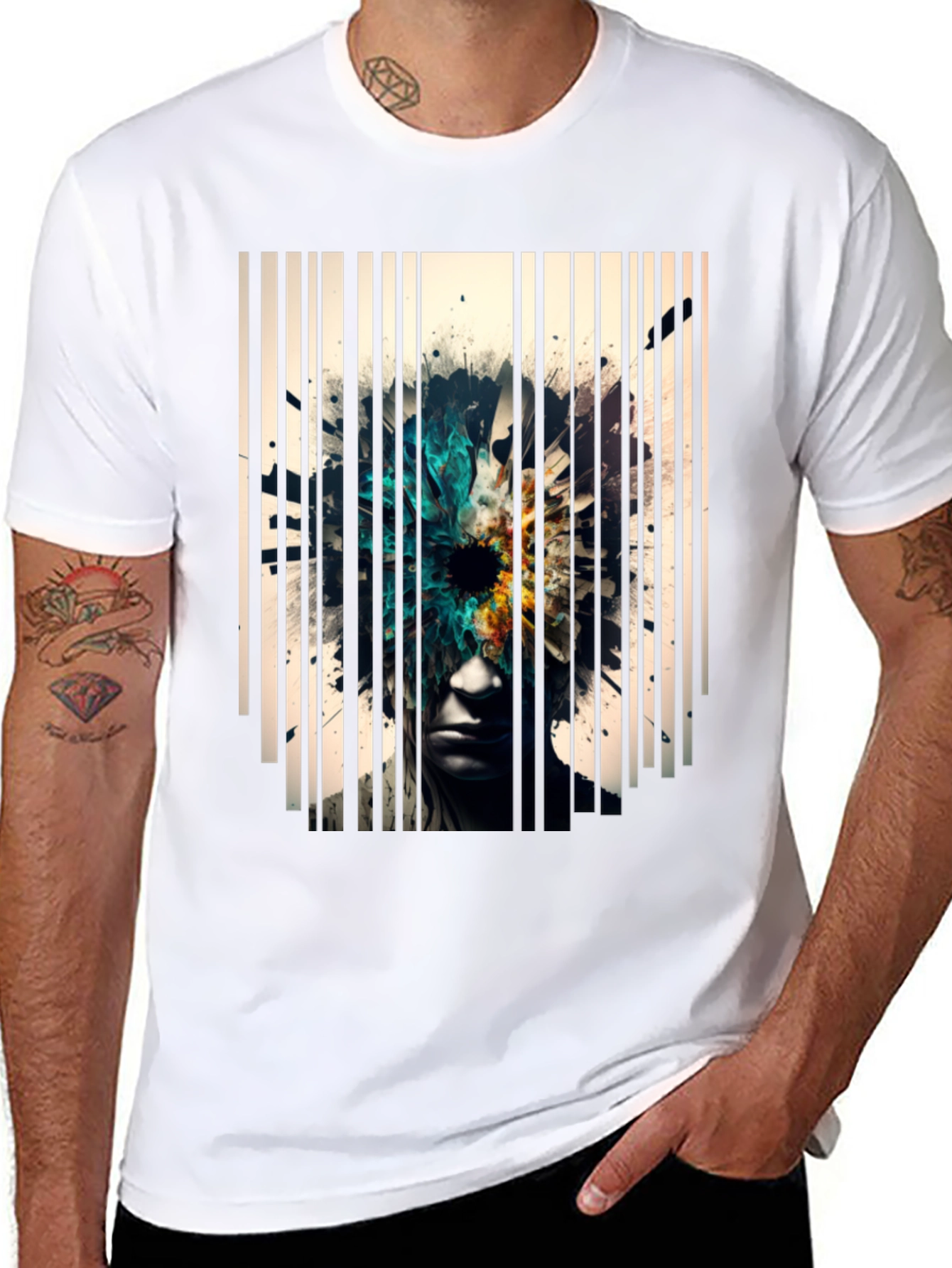 Abstract Graphic Tee - Stylish Black Cotton Shirt