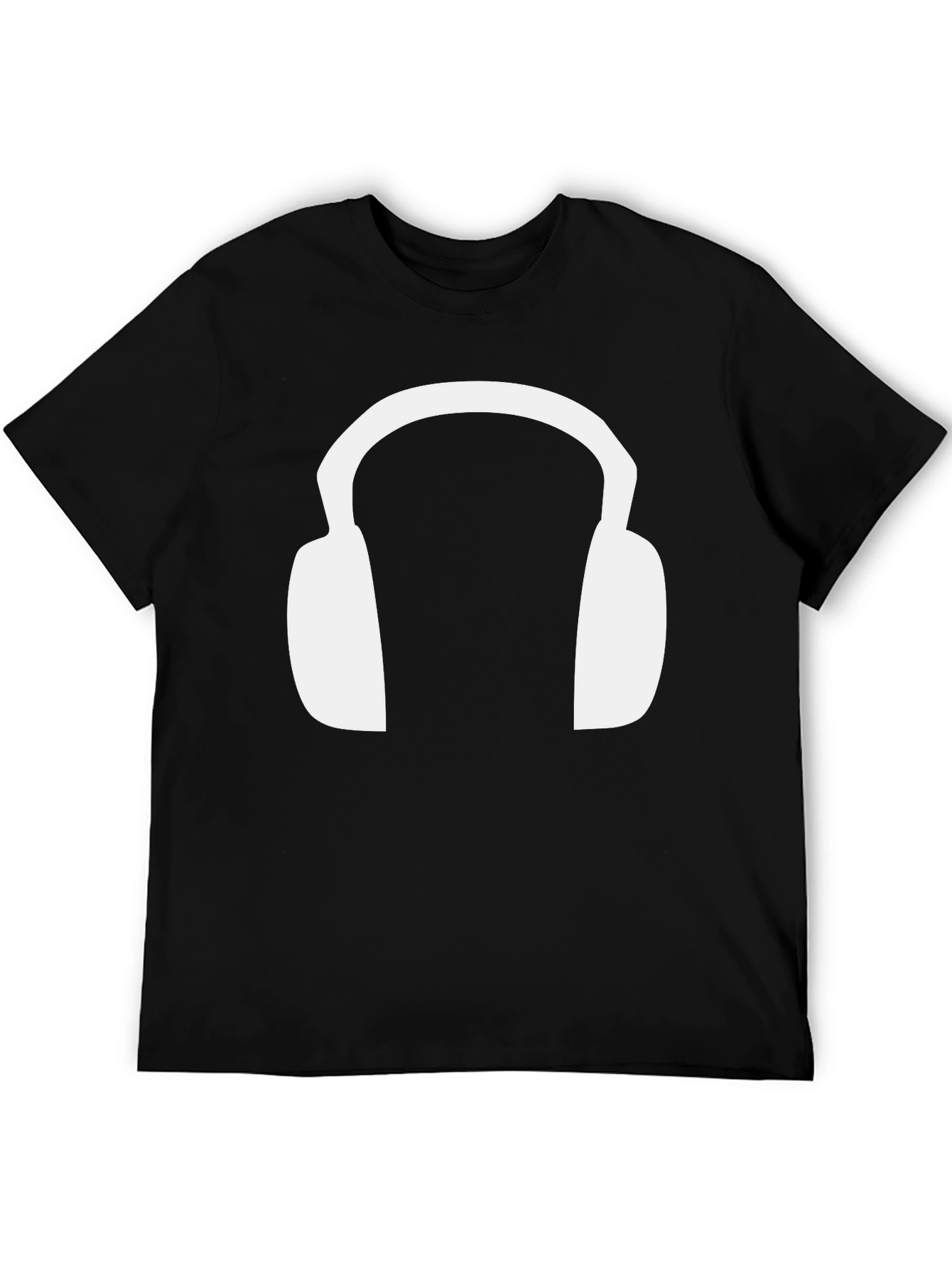 Headphone Graphic Tee - Black Cotton T-Shirt