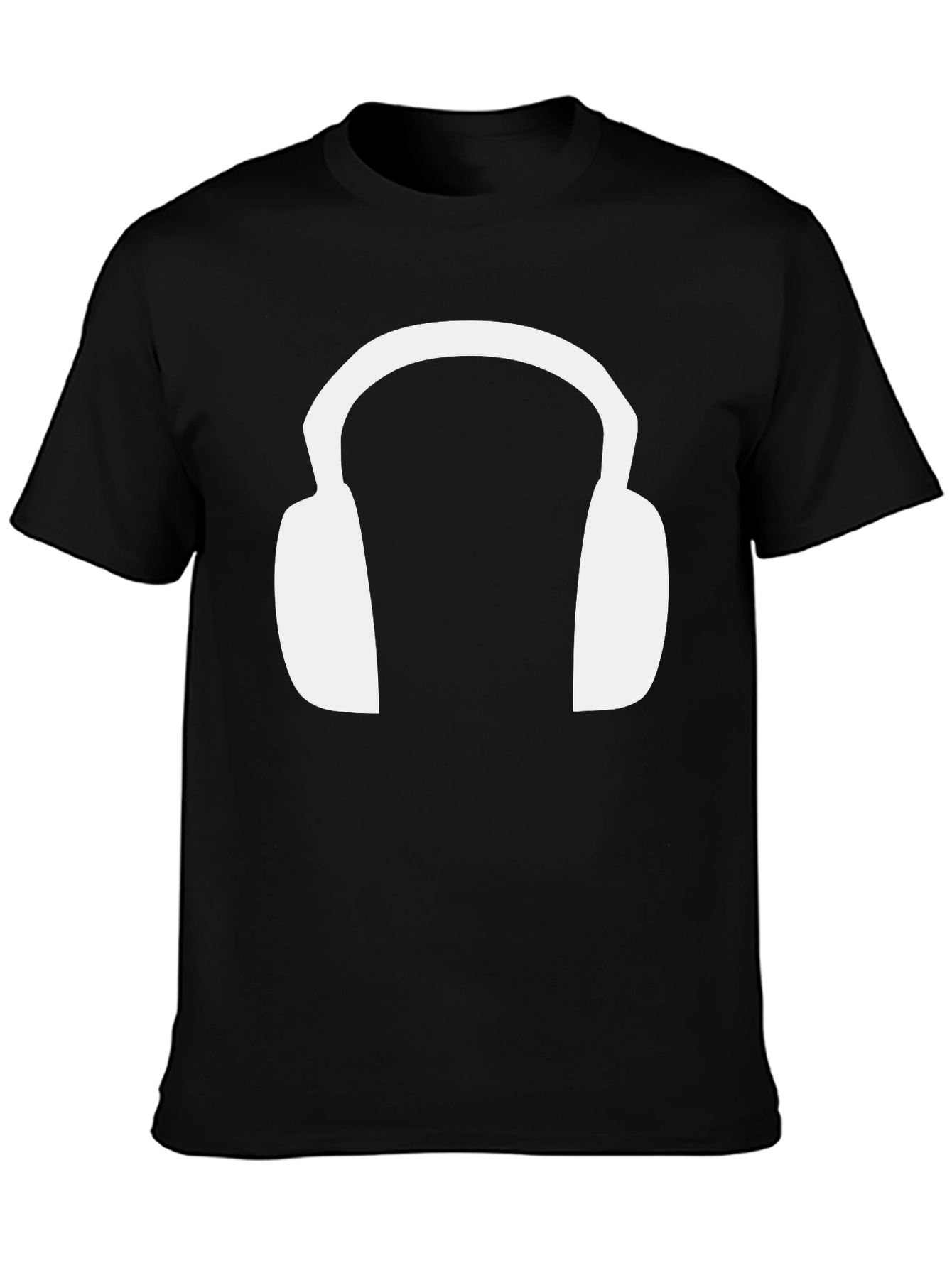 Headphone Graphic Tee - Black Cotton T-Shirt