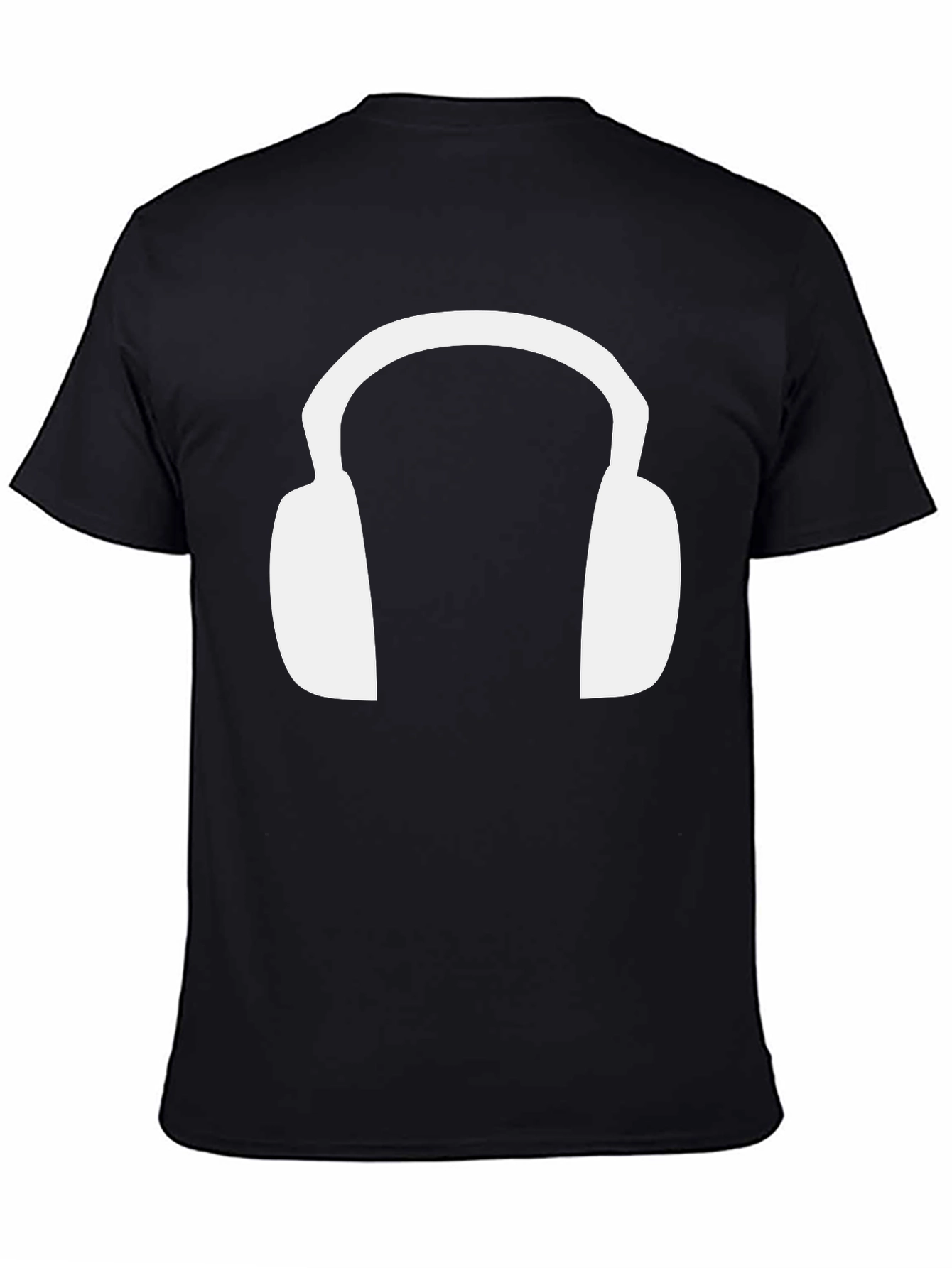 Headphone Graphic Tee - Black Cotton T-Shirt