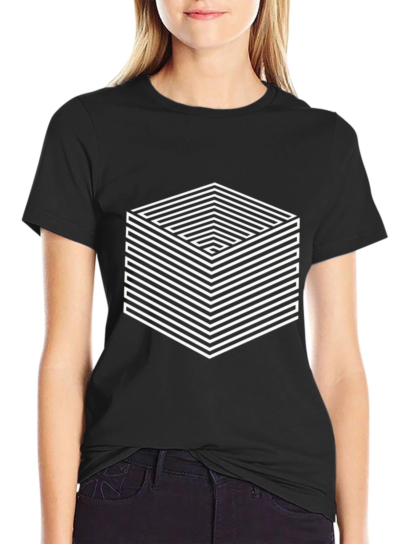 Optical Illusion Cube Graphic Tee