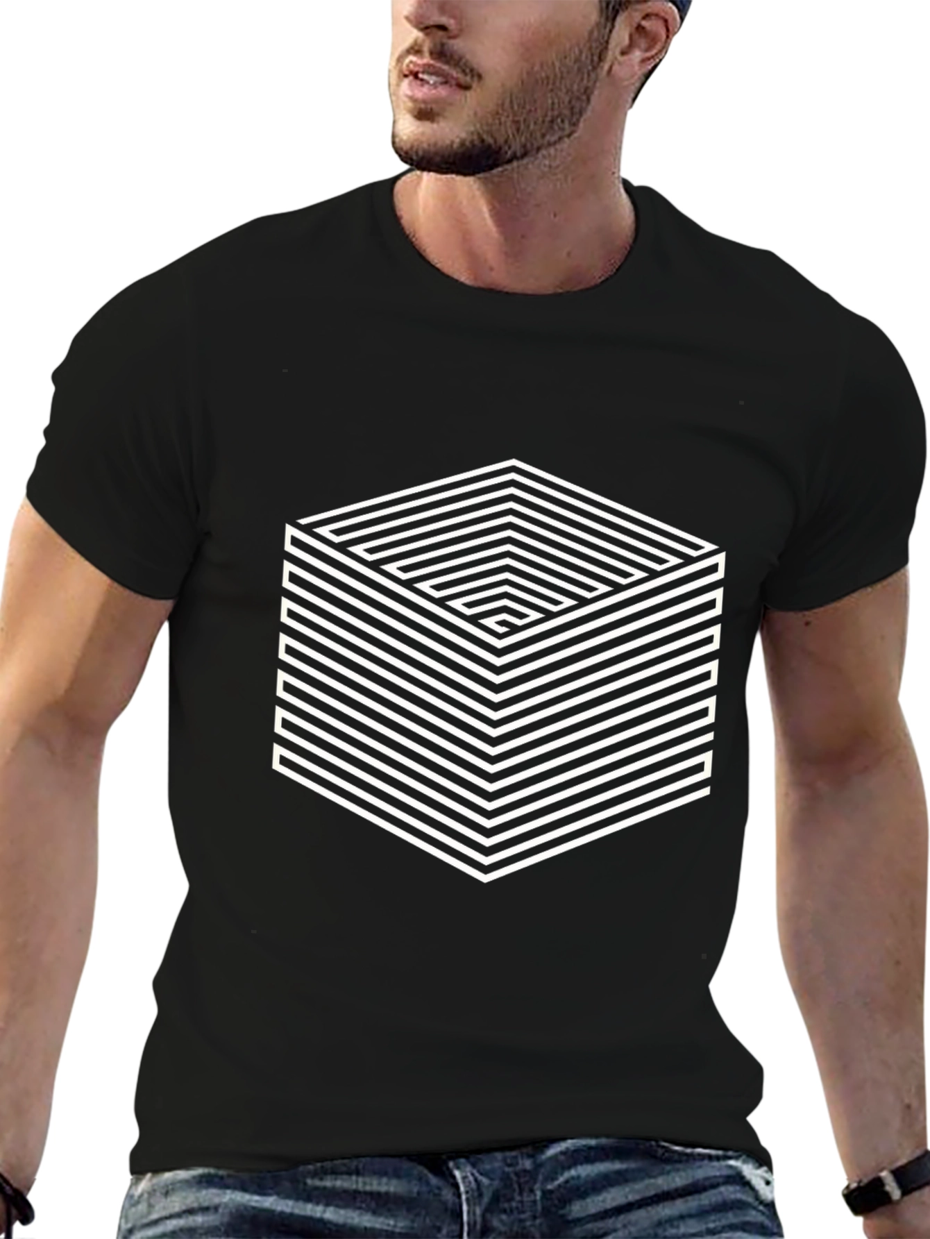 Optical Illusion Cube Graphic Tee
