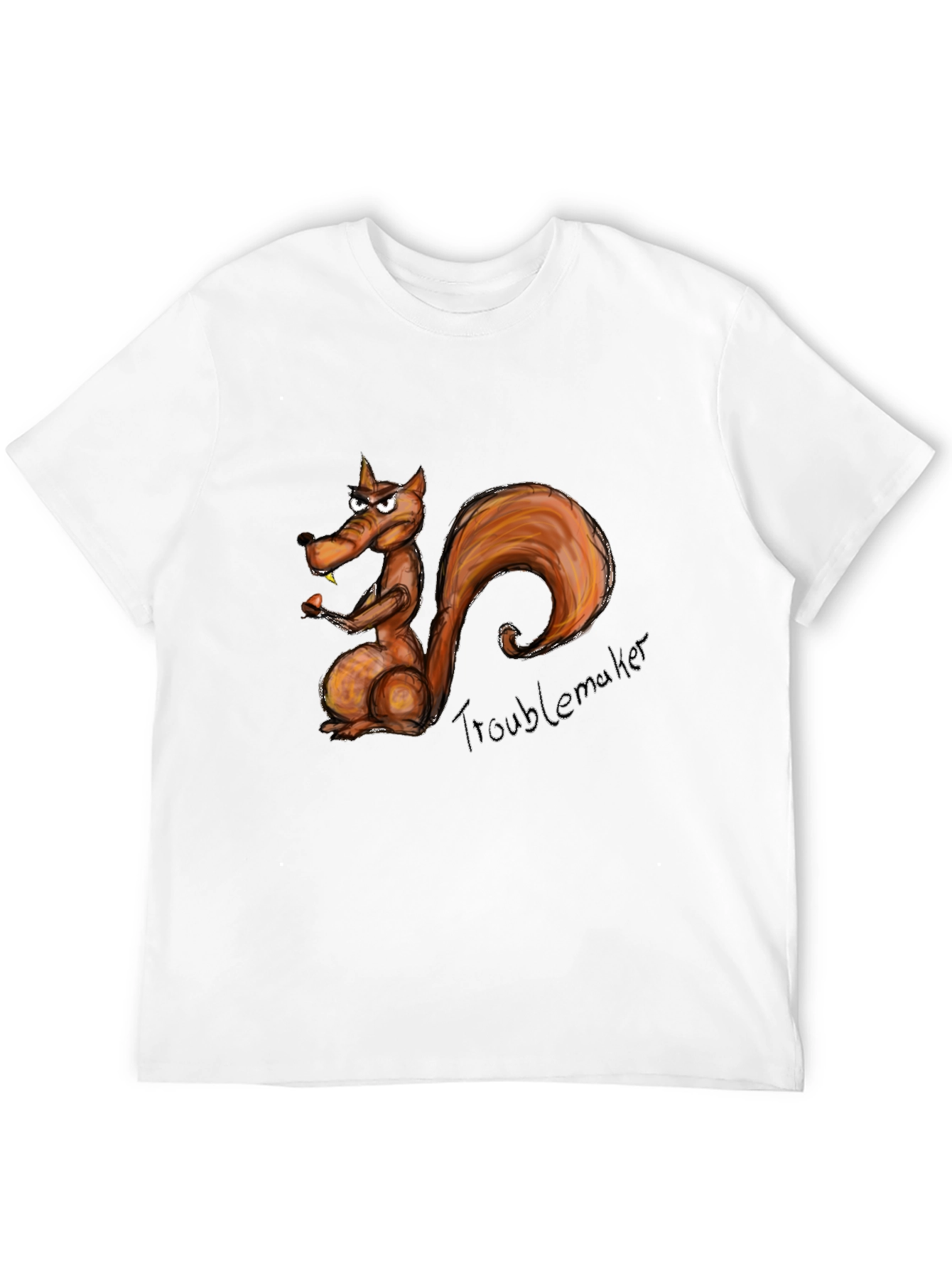 Troublemaker Squirrel Graphic Black T-Shirt