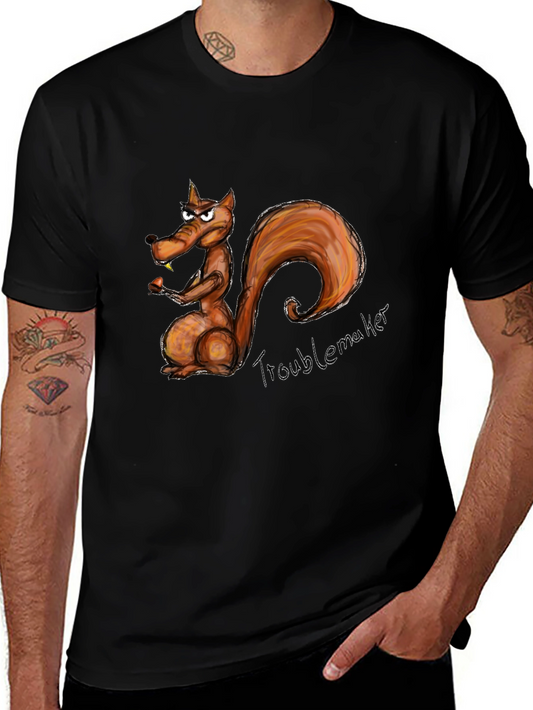 Troublemaker Squirrel Graphic Black T-Shirt