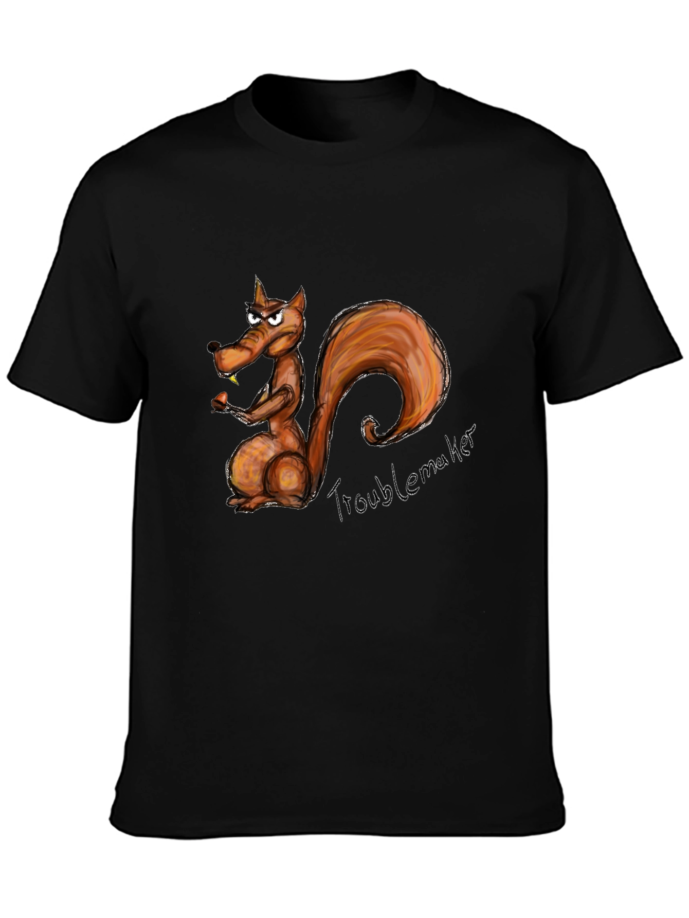 Troublemaker Squirrel Graphic Black T-Shirt