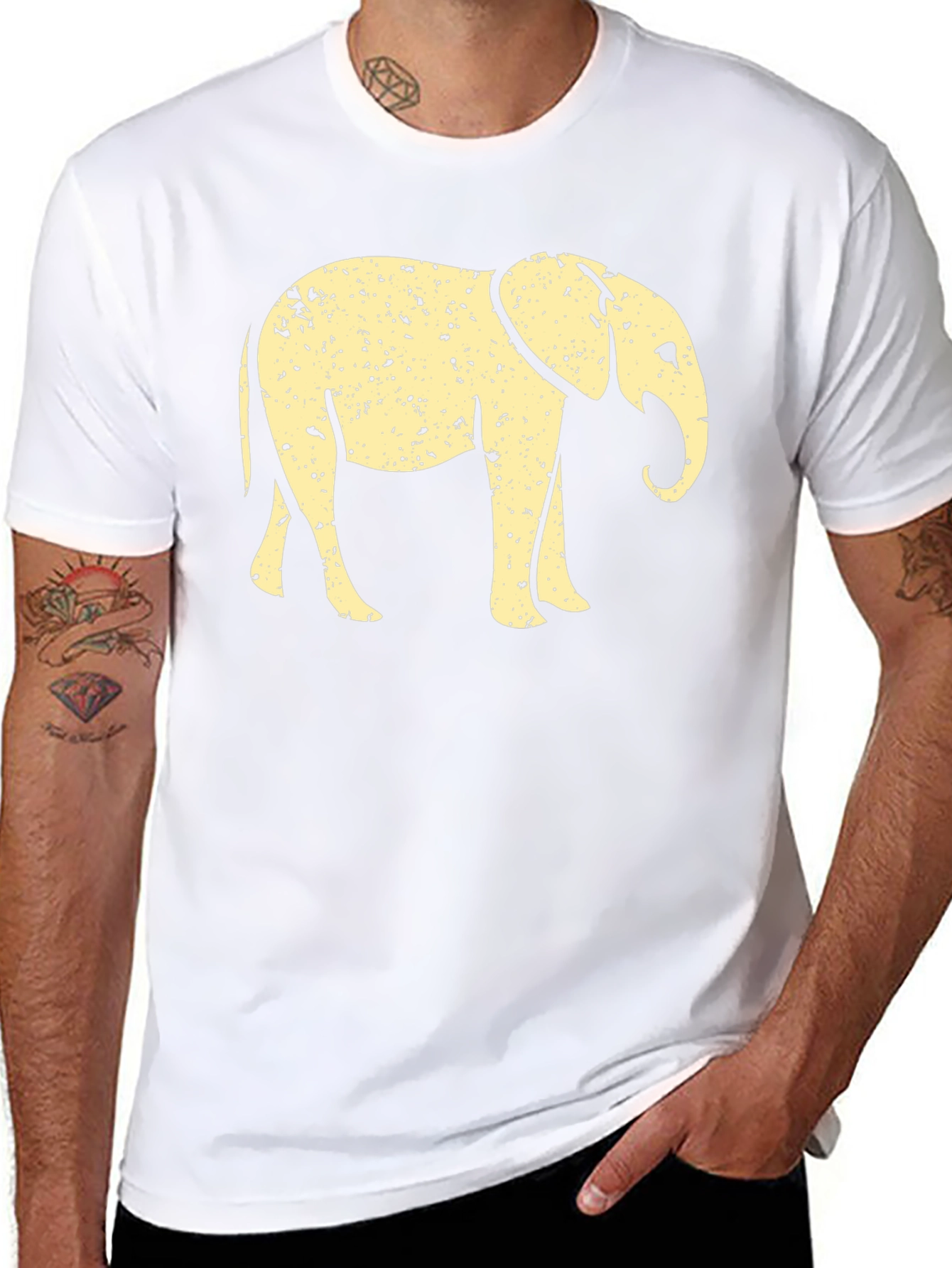 Elephant Graphic Tee - Mens Black Cotton T-Shirt