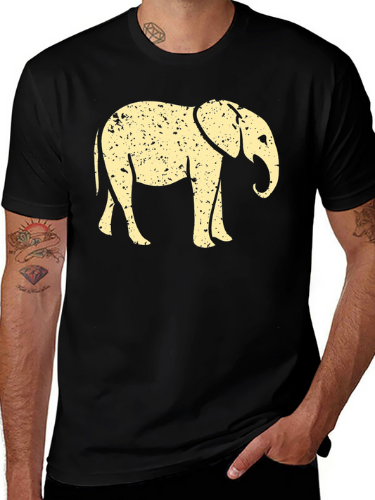 Elephant Graphic Tee - Mens Black Cotton T-Shirt