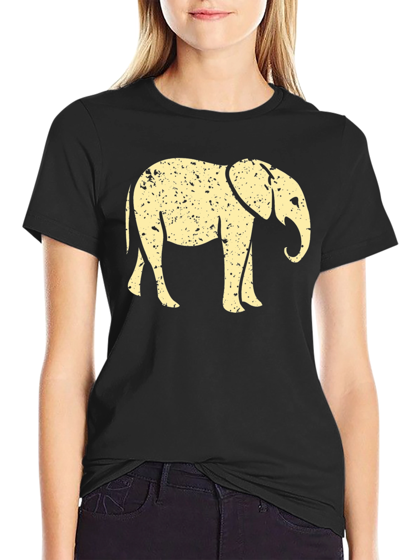 Elephant Graphic Tee - Mens Black Cotton T-Shirt