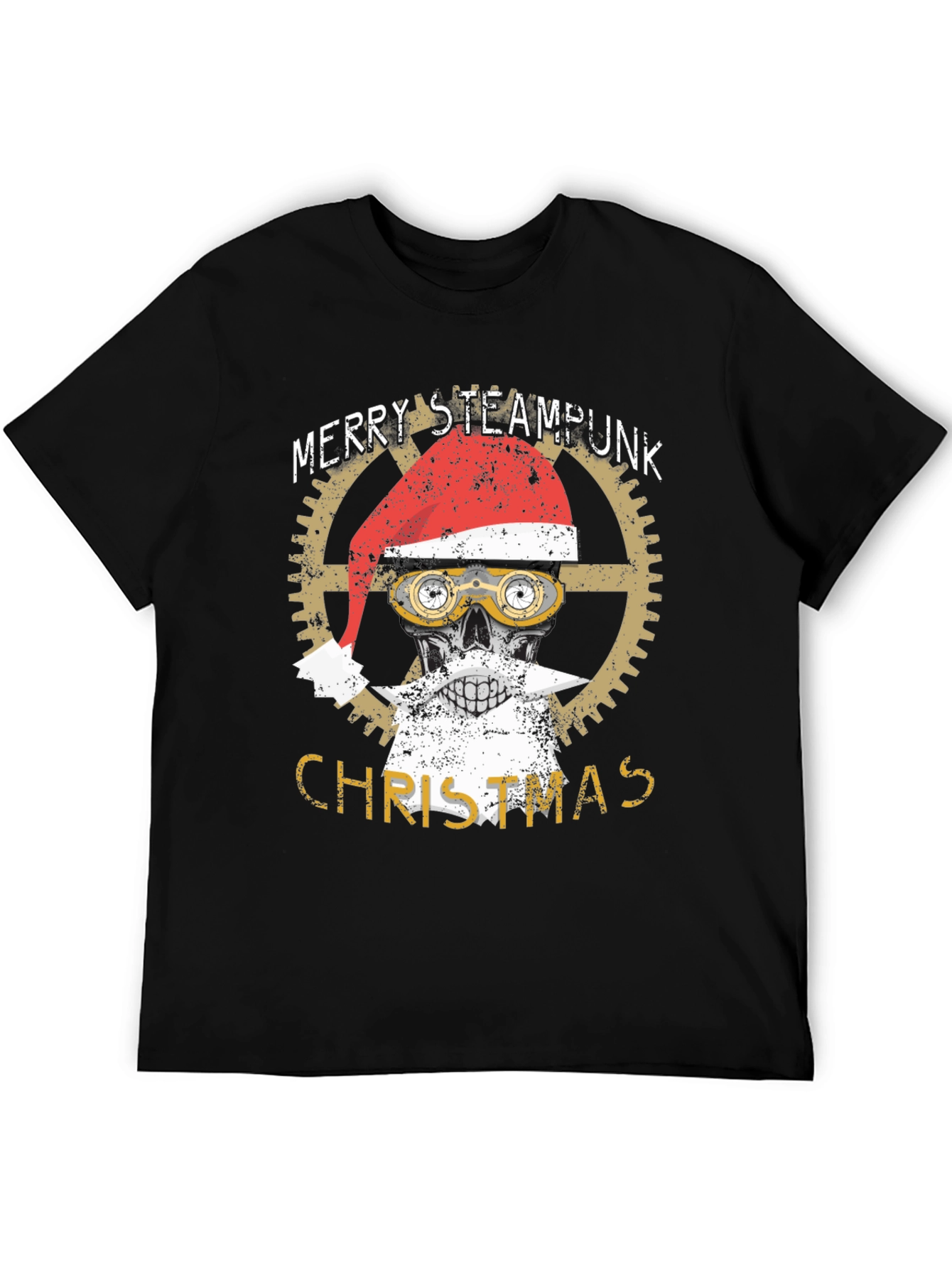 Steampunk Christmas Skull T-Shirt