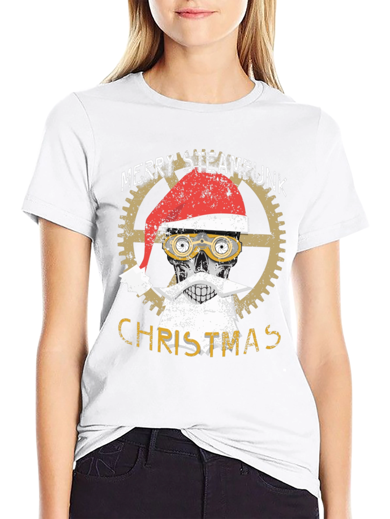 Steampunk Christmas Skull T-Shirt