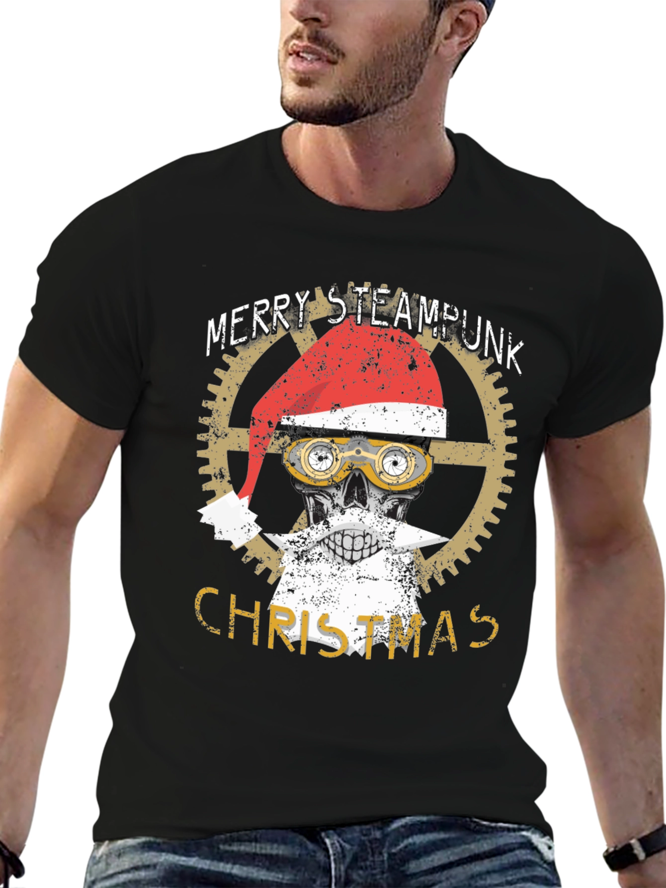 Steampunk Christmas Skull T-Shirt
