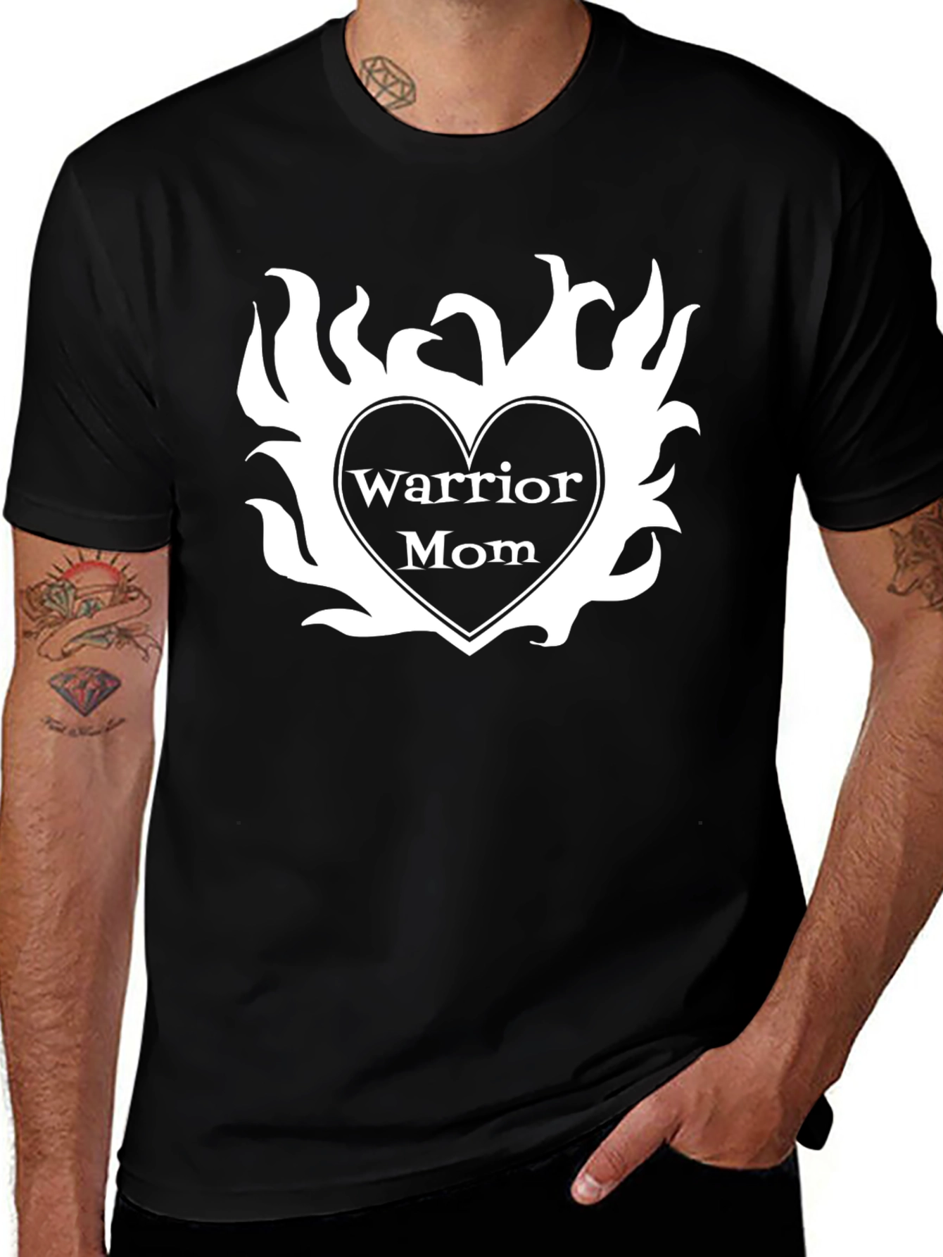 Warrior Mom Graphic Tee - Black Cotton T-Shirt