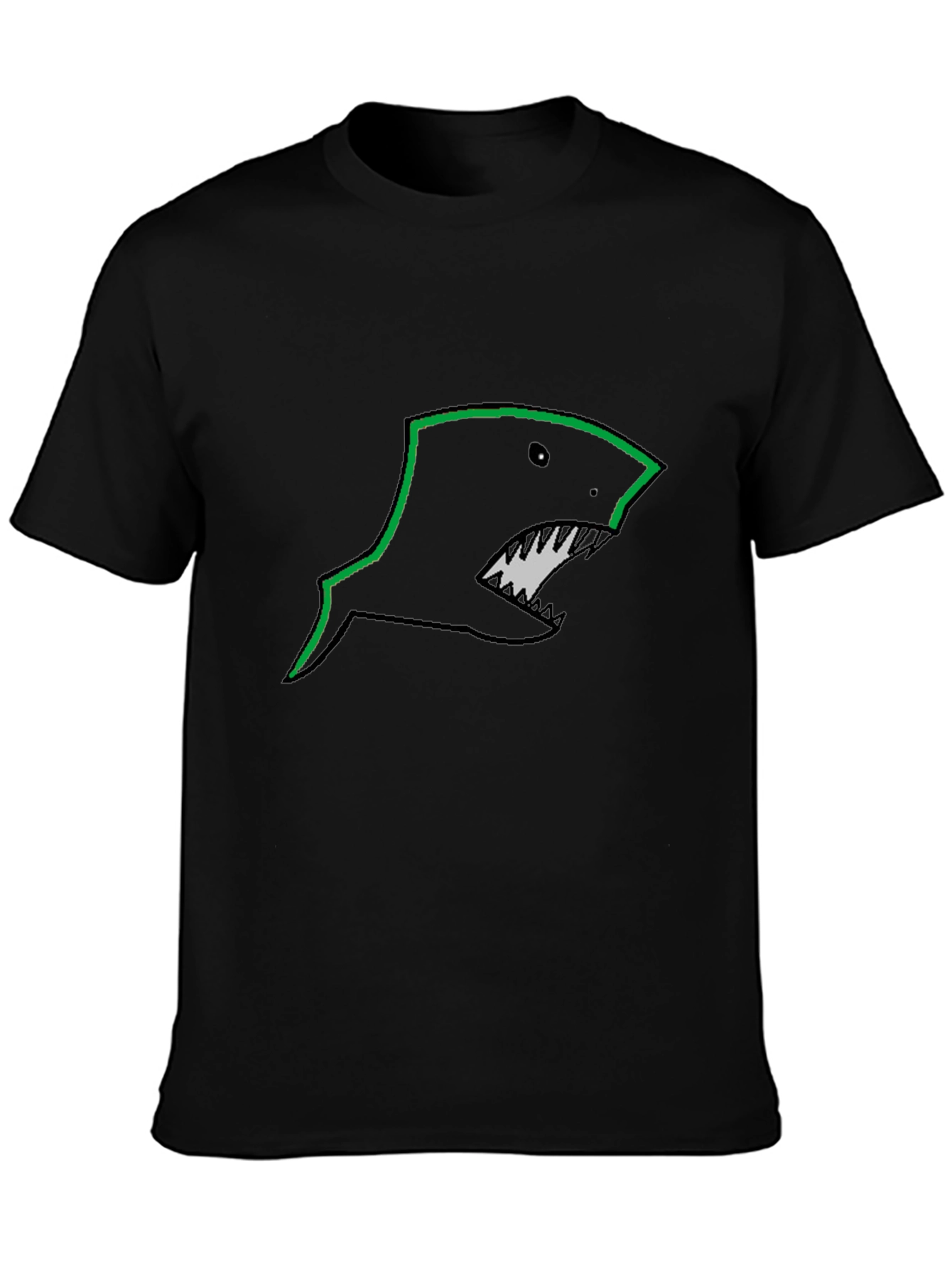 Mens Black T-Shirt with Shark Graphic