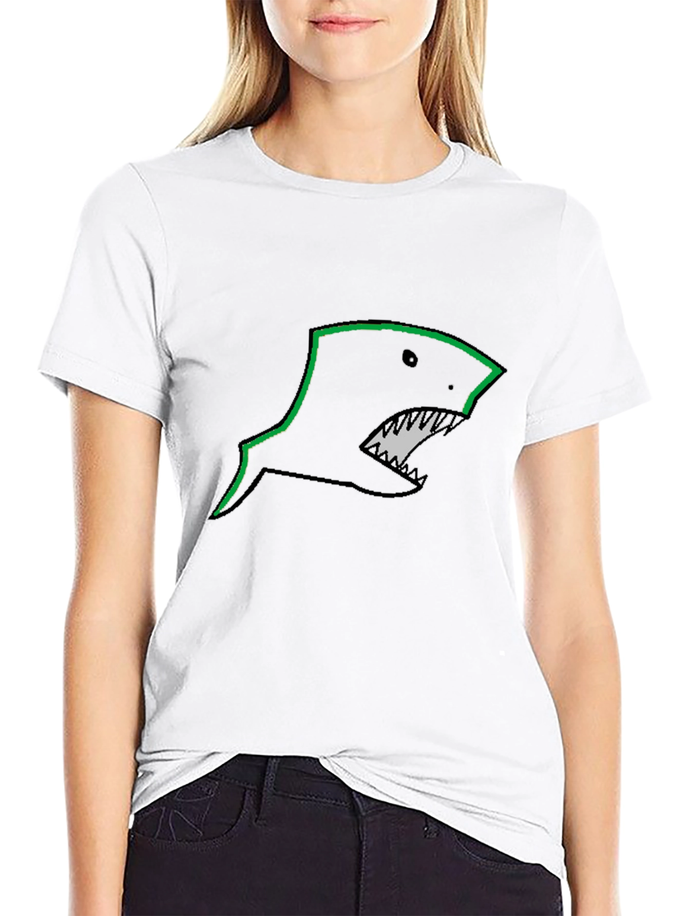 Mens Black T-Shirt with Shark Graphic