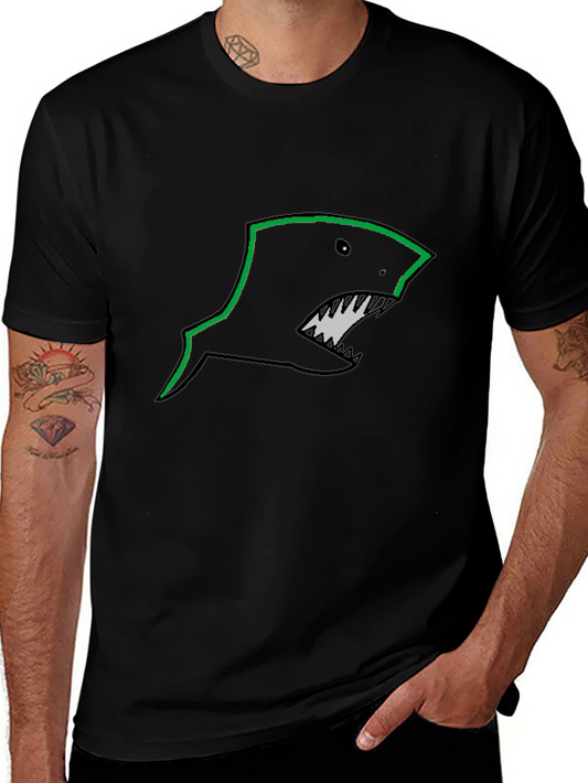 Mens Black T-Shirt with Shark Graphic