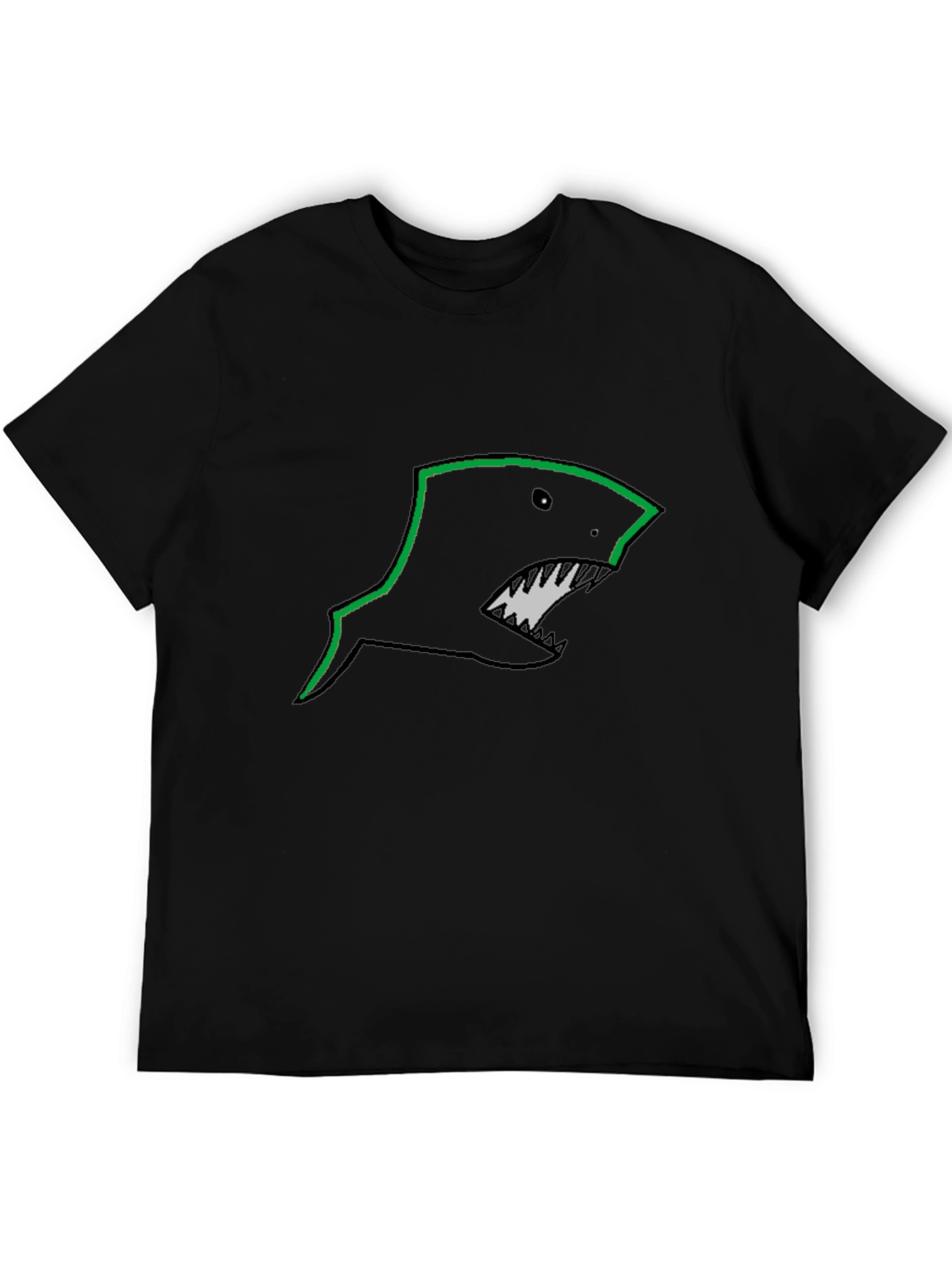 Mens Black T-Shirt with Shark Graphic