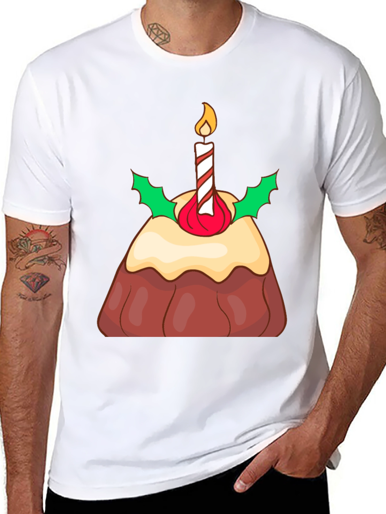 Festive Christmas Pudding Graphic T-Shirt