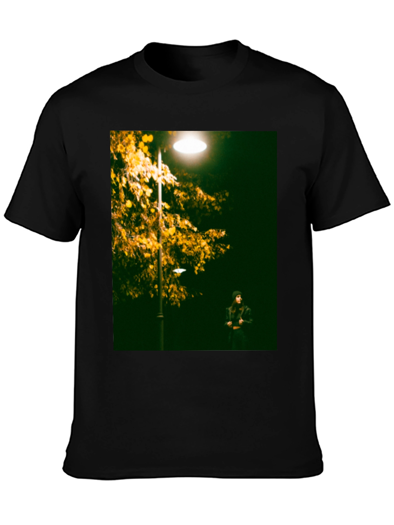 Stylish Black T-Shirt with Night Scene Graphic