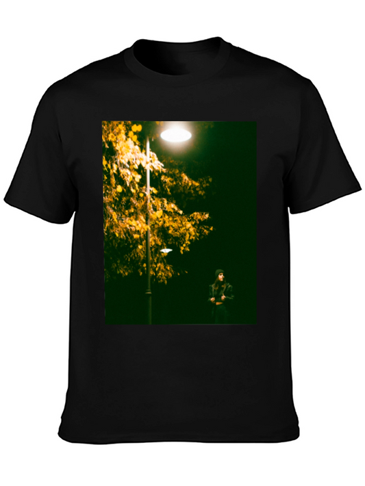 Stylish Black T-Shirt with Night Scene Graphic