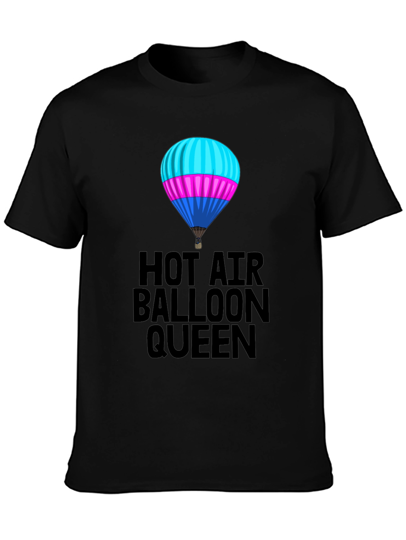 Hot Air Balloon Queen Black T-Shirt