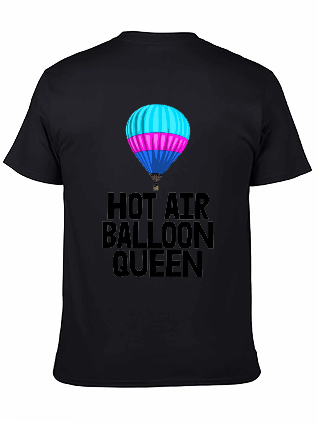 Hot Air Balloon Queen Black T-Shirt