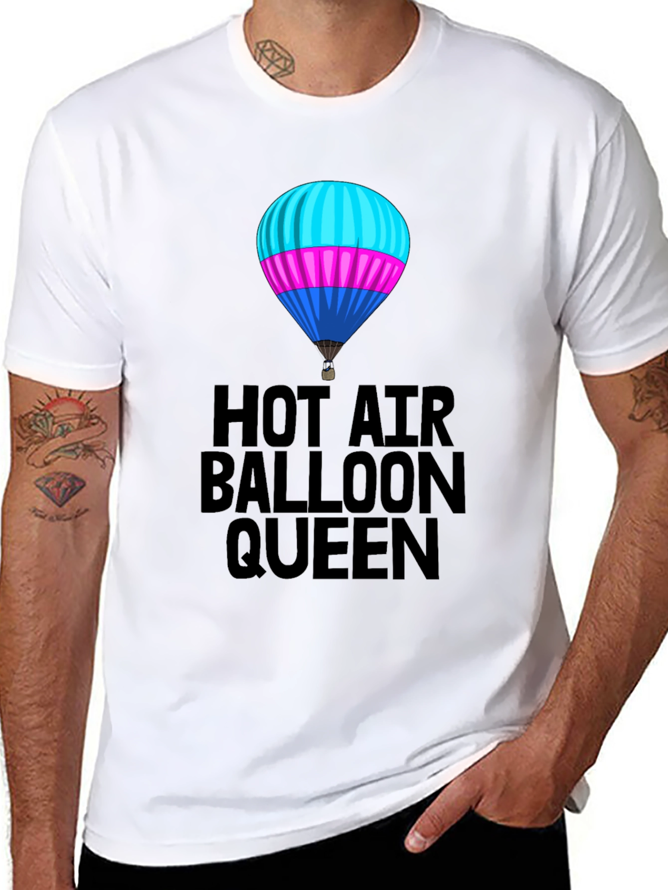Hot Air Balloon Queen Black T-Shirt