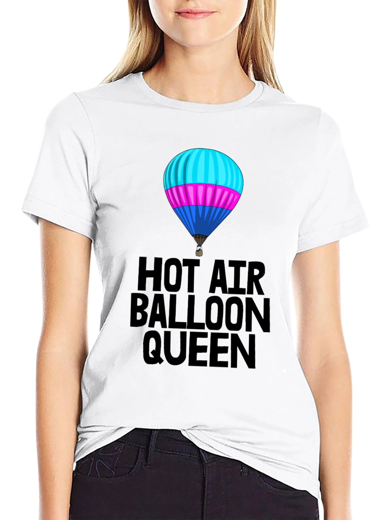 Hot Air Balloon Queen Black T-Shirt