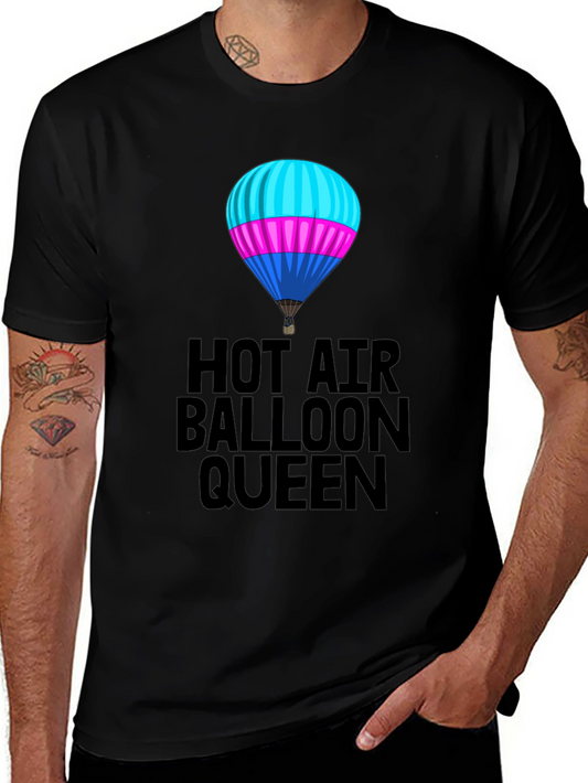 Hot Air Balloon Queen Black T-Shirt