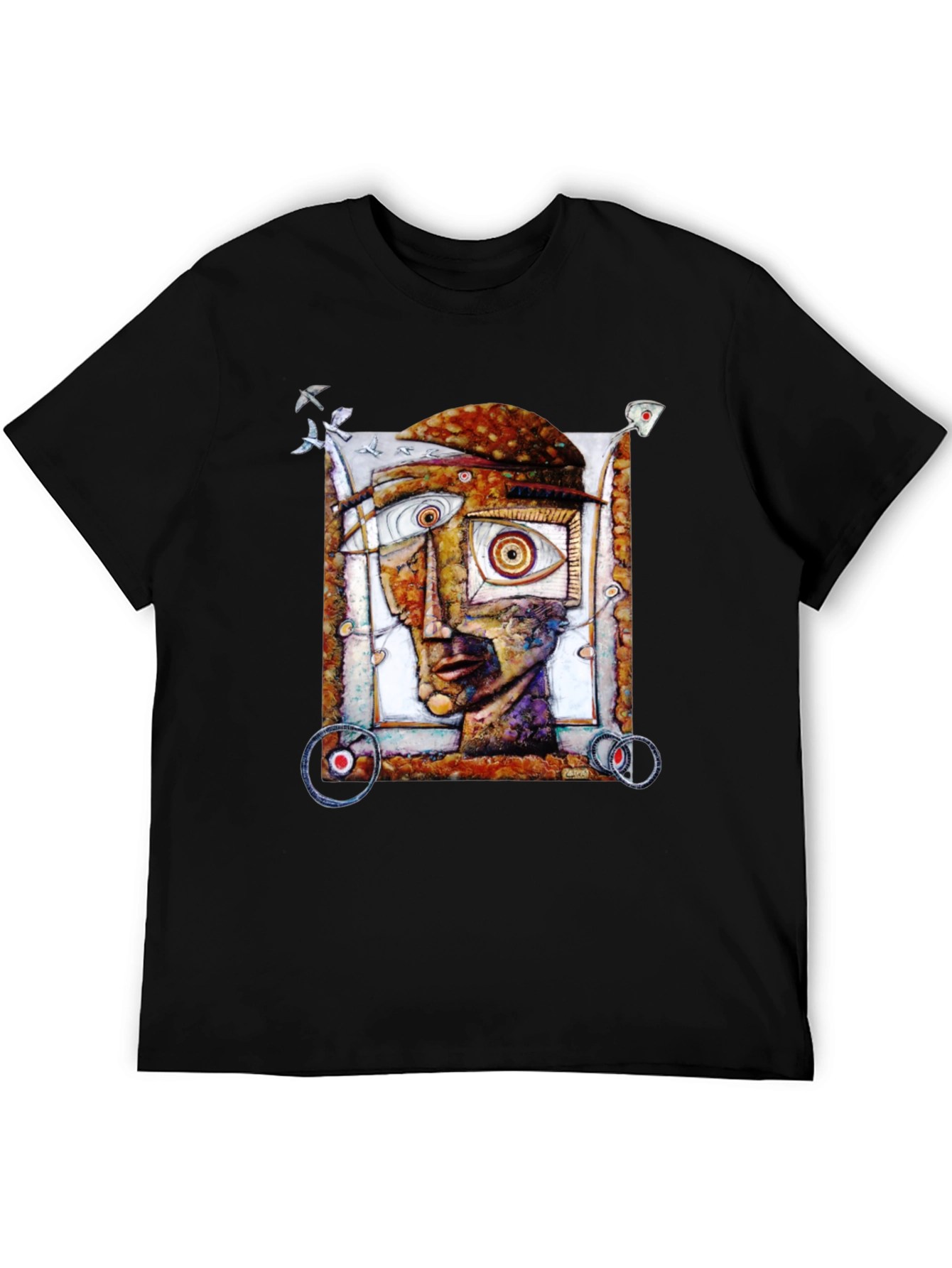 Abstract Face Graphic Black T-Shirt