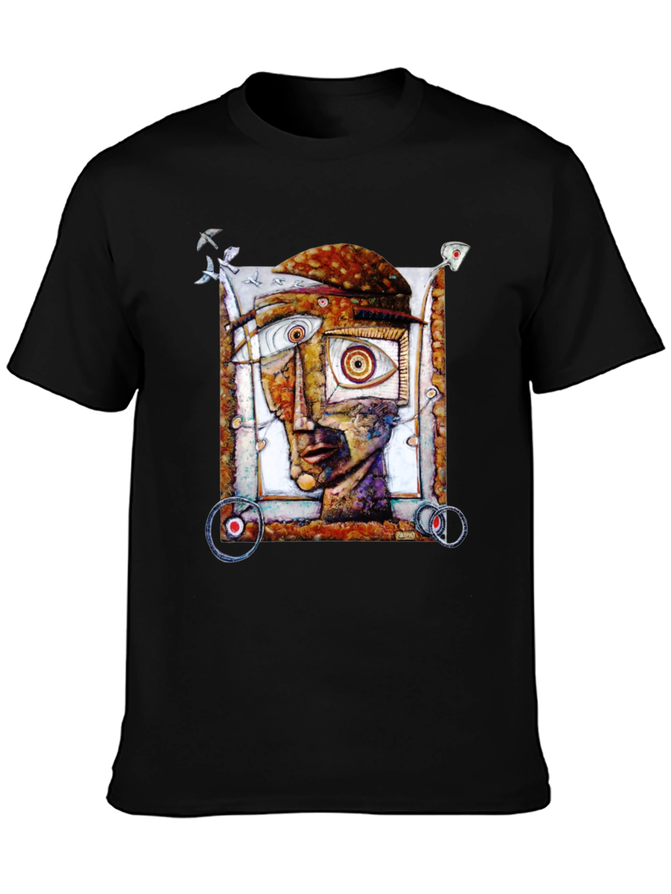 Abstract Face Graphic Black T-Shirt