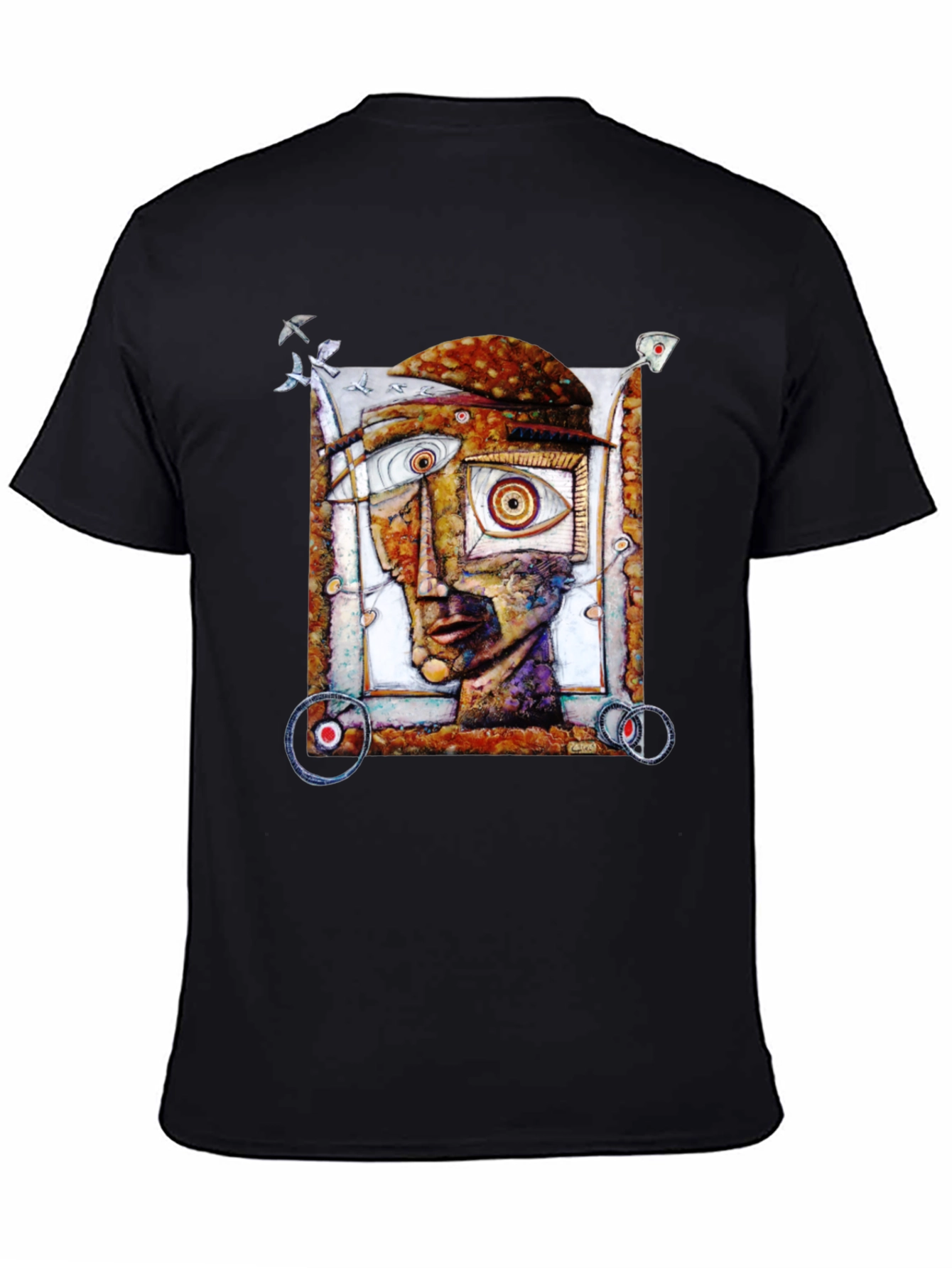 Abstract Face Graphic Black T-Shirt