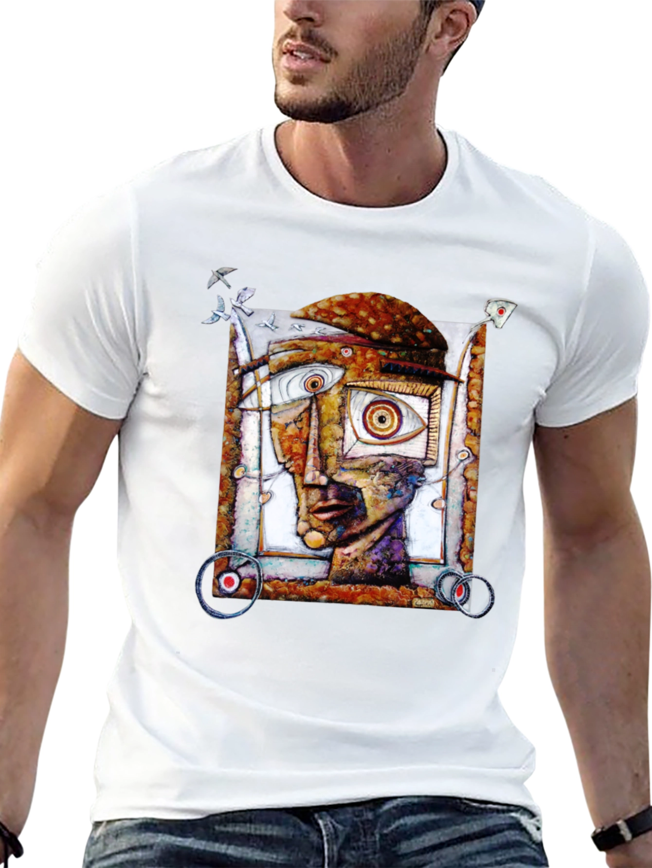 Abstract Face Graphic Black T-Shirt