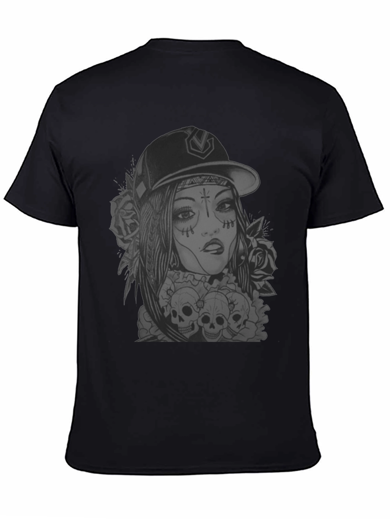 Edgy Skull Graphic Tee - Black Cotton T-Shirt