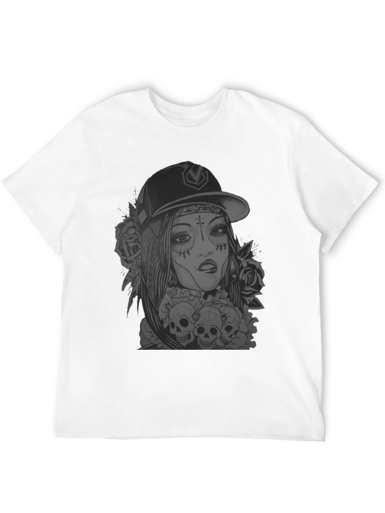 Edgy Skull Graphic Tee - Black Cotton T-Shirt
