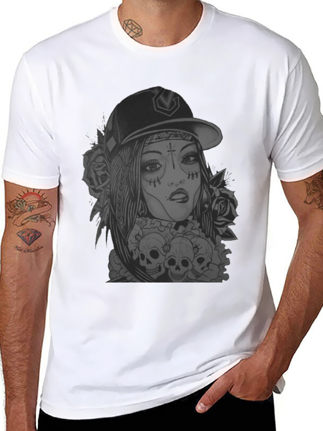 Edgy Skull Graphic Tee - Black Cotton T-Shirt