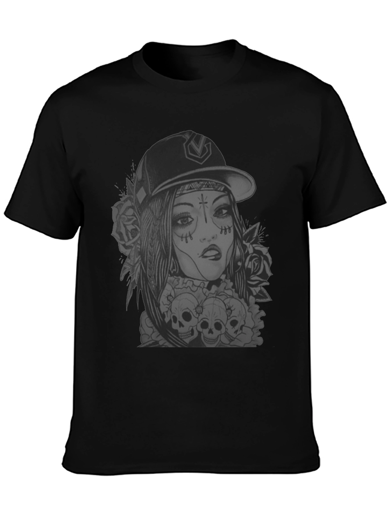 Edgy Skull Graphic Tee - Black Cotton T-Shirt